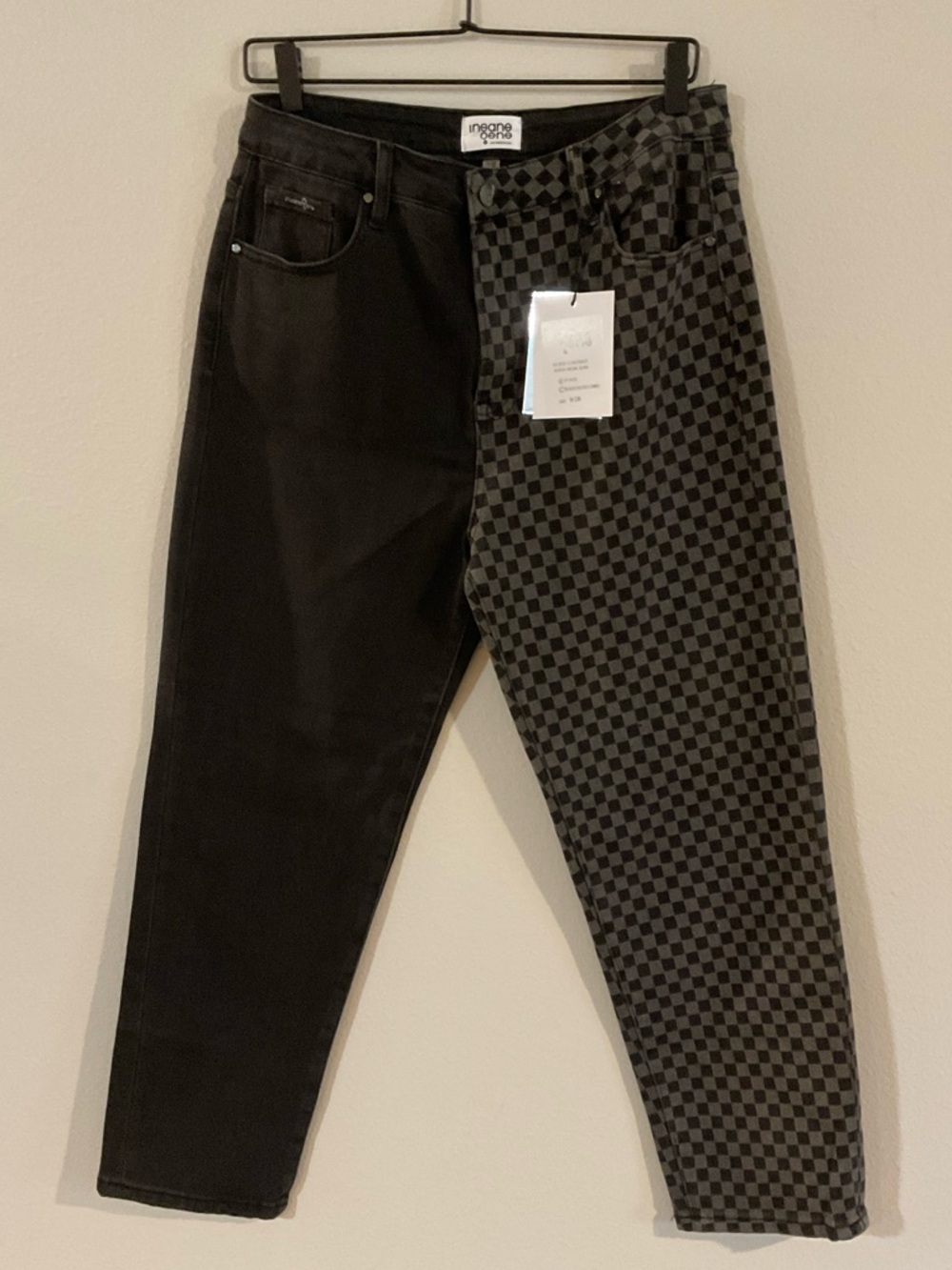 Insane Gene High Rise Black Checkered Mom Jean